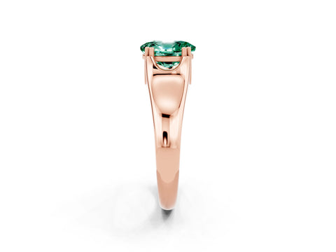 Rose gold Oval Cut Green Sapphire Solitaire Ring with Wide Band and Prong Setting_2