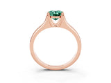 Rose gold Oval Cut Green Sapphire Solitaire Ring with Wide Band and Prong Setting_3