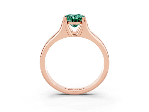 Rose gold Oval Cut Green Sapphire Solitaire Ring with Wide Band and Prong Setting_3