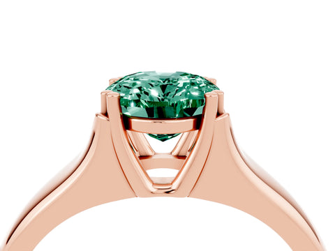 Rose gold Oval Cut Green Sapphire Solitaire Ring with Wide Band and Prong Setting_4