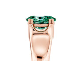 Rose gold Oval Cut Green Sapphire Solitaire Ring with Wide Band and Prong Setting_5