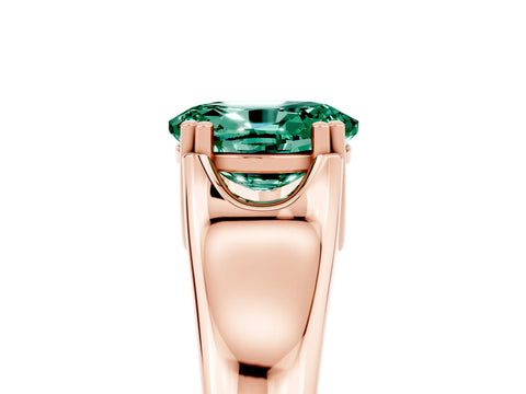 Rose gold Oval Cut Green Sapphire Solitaire Ring with Wide Band and Prong Setting_5
