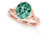 Rose gold Oval Cut Green Sapphire Solitaire Twist Band Prong Setting Ring_49