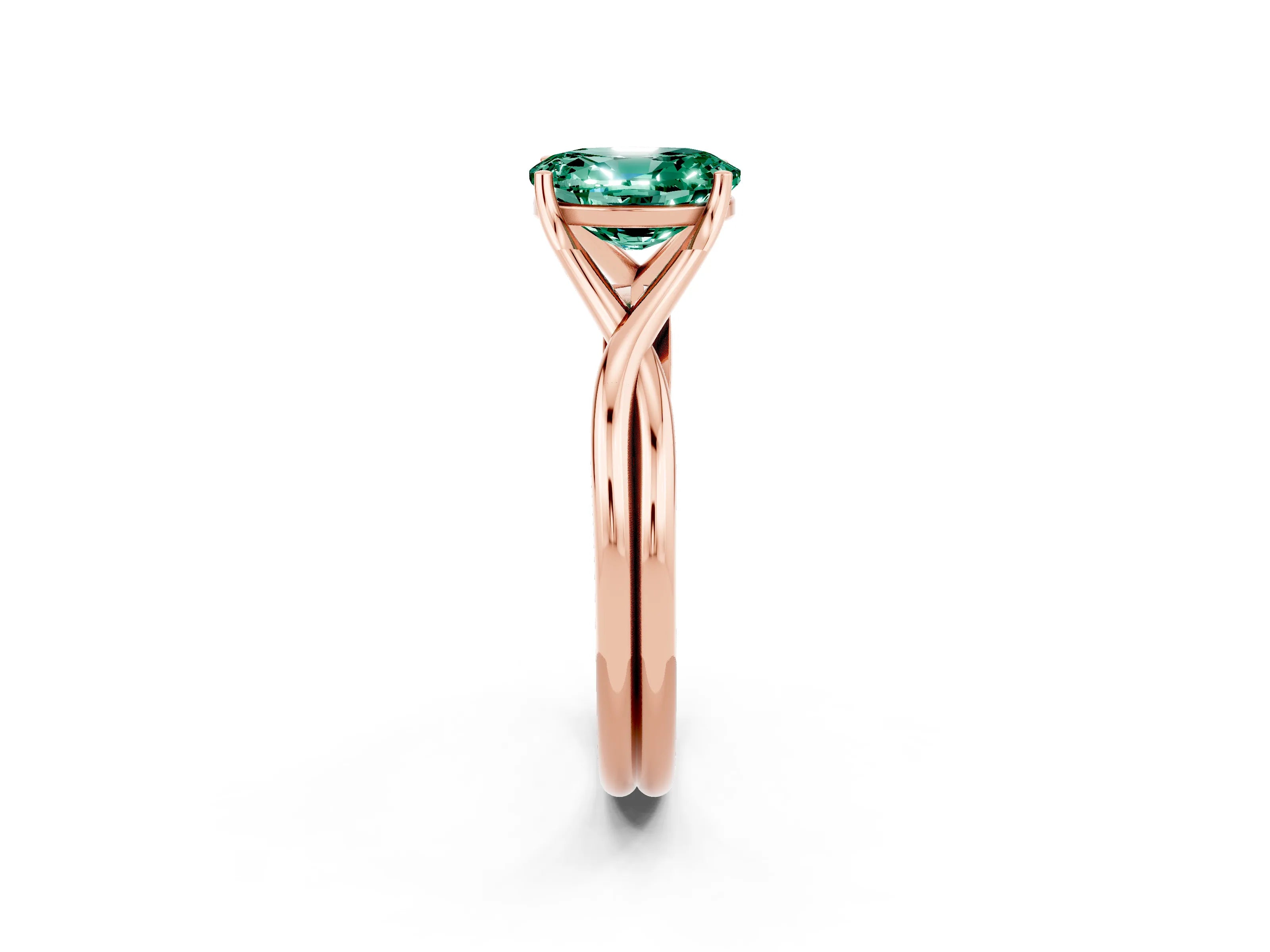 Rose gold Oval Cut Green Sapphire Solitaire Twist Band Prong Setting Ring_50