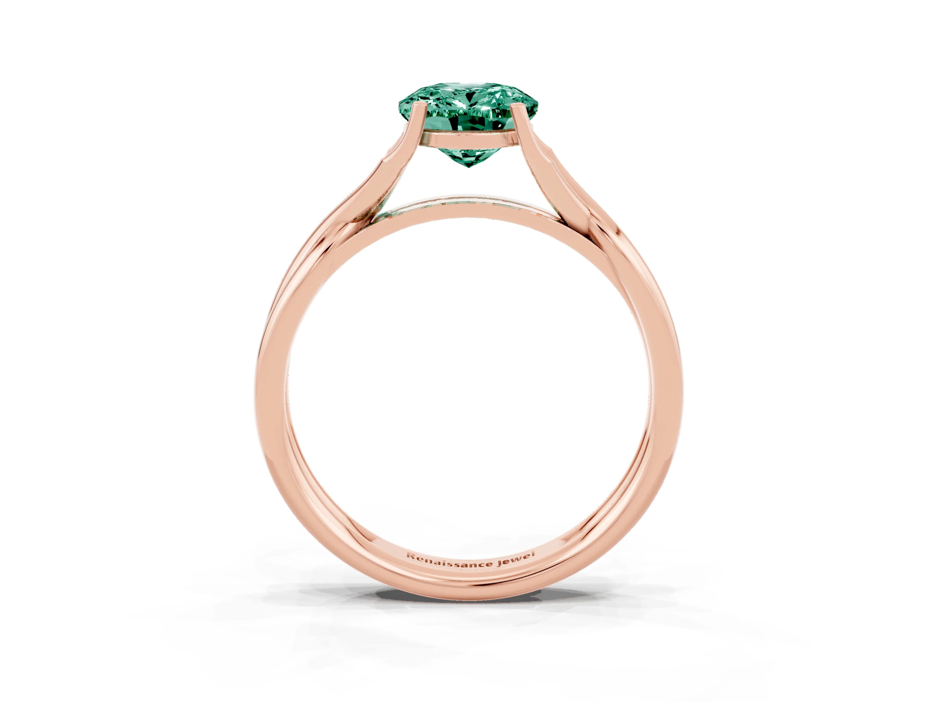Rose gold Oval Cut Green Sapphire Solitaire Twist Band Prong Setting Ring_51