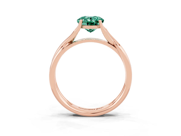 Rose gold Oval Cut Green Sapphire Solitaire Twist Band Prong Setting Ring