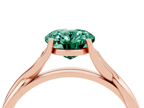 Rose gold Oval Cut Green Sapphire Solitaire Twist Band Prong Setting Ring_52