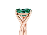 Rose gold Oval Cut Green Sapphire Solitaire Twist Band Prong Setting Ring_53