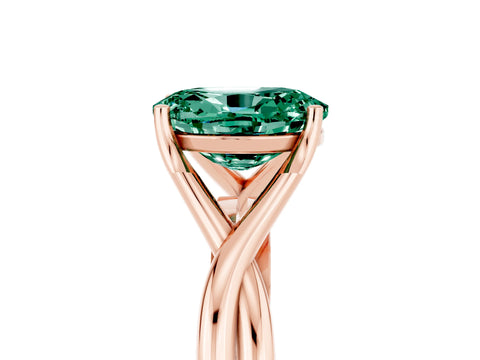 Rose gold Oval Cut Green Sapphire Solitaire Twist Band Prong Setting Ring_53