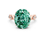 Rose gold Oval Cut Green Sapphire Solitaire Twisted Band with Round  Accents and Prong Setting_12