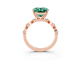 Rose gold Oval Cut Green Sapphire Solitaire Twisted Band with Round  Accents and Prong Setting_15