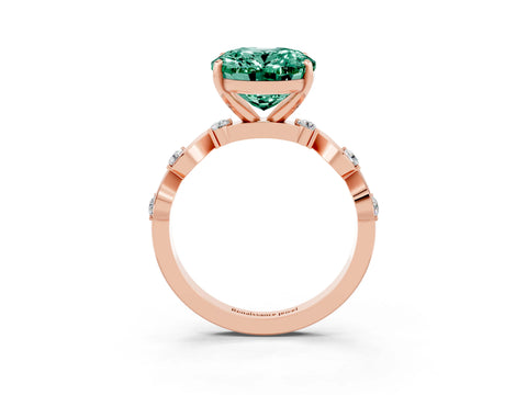 Rose gold Oval Cut Green Sapphire Solitaire Twisted Band with Round  Accents and Prong Setting_15