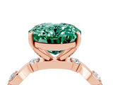 Rose gold Oval Cut Green Sapphire Solitaire Twisted Band with Round  Accents and Prong Setting_16