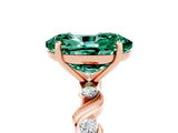 Rose gold Oval Cut Green Sapphire Solitaire Twisted Band with Round  Accents and Prong Setting_17