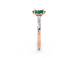 Rose gold Oval Cut Green Sapphire Solitaire with Side Baguettes and Channel Set Band_2