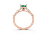 Rose gold Oval Cut Green Sapphire Solitaire with Side Baguettes and Channel Set Band_3