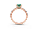 Rose gold Oval Cut Green Sapphire Solitaire with Side Stones, Pave Band, Four-Prong Setting_39
