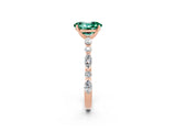 Rose gold Oval Cut Green Sapphire Solitaire with Side Stones on a Pavé Band and Four-Prong Setting_2