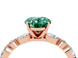 Rose gold Oval Cut Green Sapphire Solitaire with Side Stones on a Pavé Band and Four-Prong Setting_4
