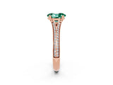 Rose gold Oval Cut Green Sapphire Split Shank Engagement Ring with Pavé Band_2