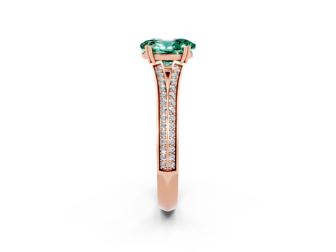 Rose gold Oval Cut Green Sapphire Split Shank Engagement Ring with Pavé Band_2