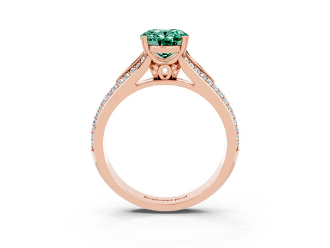 Rose gold Oval Cut Green Sapphire Split Shank Engagement Ring with Pavé Band_3