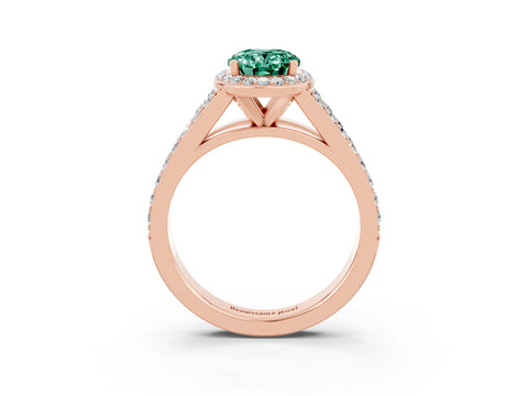 Rose gold Oval Cut Green Sapphire Split Shank Halo Ring with Four-Prong Setting_15