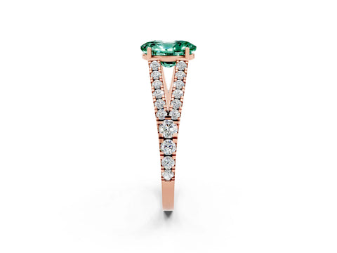Rose gold Oval Cut Green Sapphire Split Shank Pavé Engagement Ring with Four-Prong Setting_14