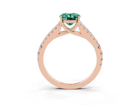 Rose gold Oval Cut Green Sapphire Split Shank Pavé Engagement Ring with Four-Prong Setting_15