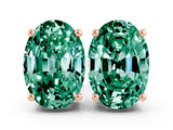 Rose gold Oval Cut Green Sapphire Stud Earrings_30