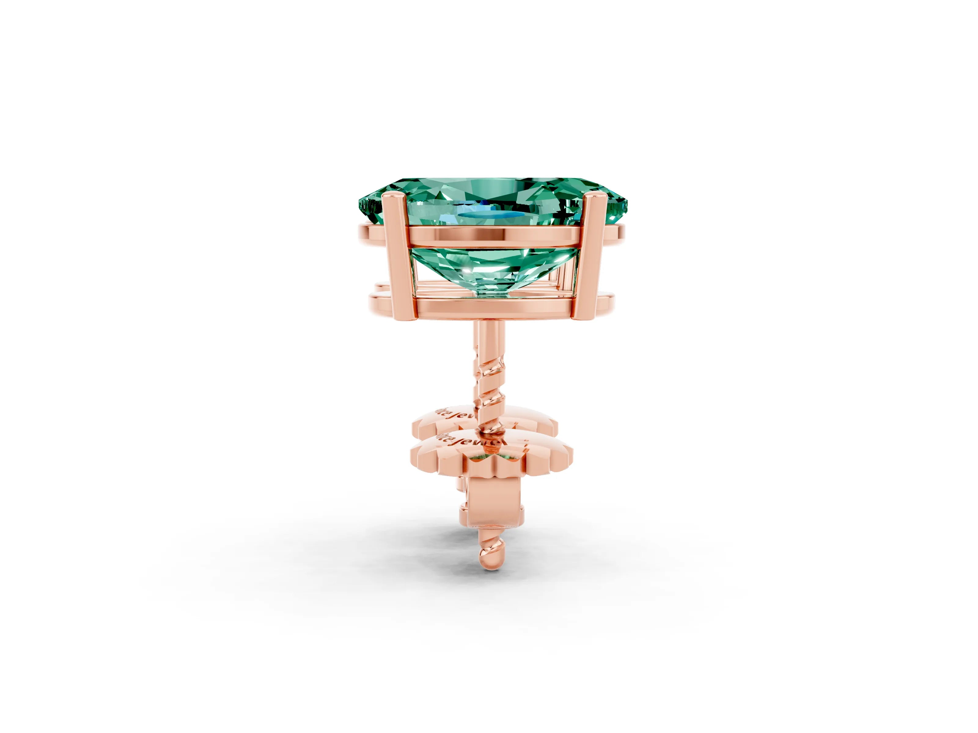 Rose gold Oval Cut Green Sapphire Stud Earrings_32