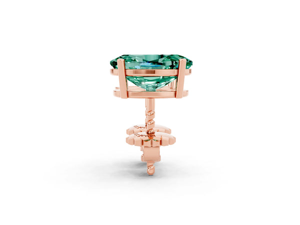 Rose gold Oval Cut Green Sapphire Stud Earrings