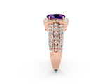 Rose gold Oval Cut Halo Amethyst Ring with Split Shank and Four-Prong Setting_2