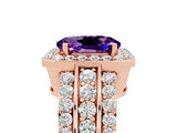 Rose gold Oval Cut Halo Amethyst Ring with Split Shank and Four-Prong Setting_5