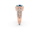 Rose gold Oval Cut Halo Aquamarine Ring with Split Shank and Four-Prong Setting_2