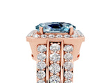 Rose gold Oval Cut Halo Aquamarine Ring with Split Shank and Four-Prong Setting_5