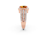 Rose gold Oval Cut Halo Citrine Ring with Split Shank and Four-Prong Setting_2