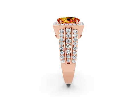Rose gold Oval Cut Halo Citrine Ring with Split Shank and Four-Prong Setting_2