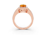 Rose gold Oval Cut Halo Citrine Ring with Split Shank and Four-Prong Setting_3