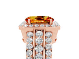 Rose gold Oval Cut Halo Citrine Ring with Split Shank and Four-Prong Setting_5