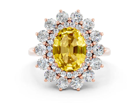 Rose gold Oval Cut Halo Cluster Diamond Ring with Pave Band and Four-Prong Setting_12