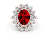 Rose gold Oval Cut Halo Cluster Diamond Ring with Pave Band and Four-Prong Setting_12