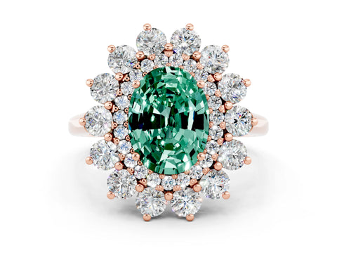 Rose gold Oval Cut Halo Cluster Diamond Ring with Pave Band and Four-Prong Setting_12