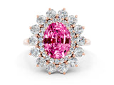 Rose gold Oval Cut Halo Cluster Diamond Ring with Pave Band and Four-Prong Setting_12