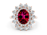 Rose gold Oval Cut Halo Cluster Diamond Ring with Pave Band and Four-Prong Setting_12