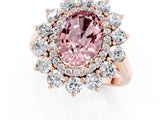 Rose gold Oval Cut Halo Cluster Diamond Ring with Pave Band and Four-Prong Setting_13