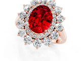 Rose gold Oval Cut Halo Cluster Diamond Ring with Pave Band and Four-Prong Setting_13