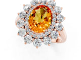 Rose gold Oval Cut Halo Cluster Diamond Ring with Pave Band and Four-Prong Setting_13