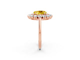 Rose gold Oval Cut Halo Cluster Diamond Ring with Pave Band and Four-Prong Setting_14