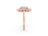 Rose gold Oval Cut Halo Cluster Diamond Ring with Pave Band and Four-Prong Setting_14